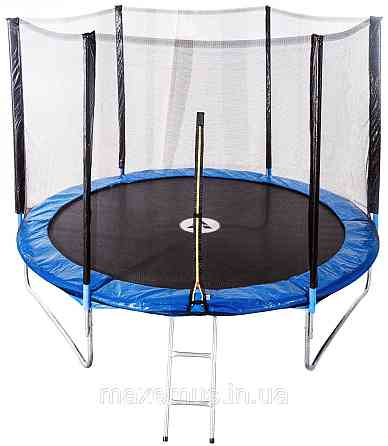 Батут детский Atleto 312 см с защитной сеткой и лестницей батут для детей садовый батут синий Мостиська