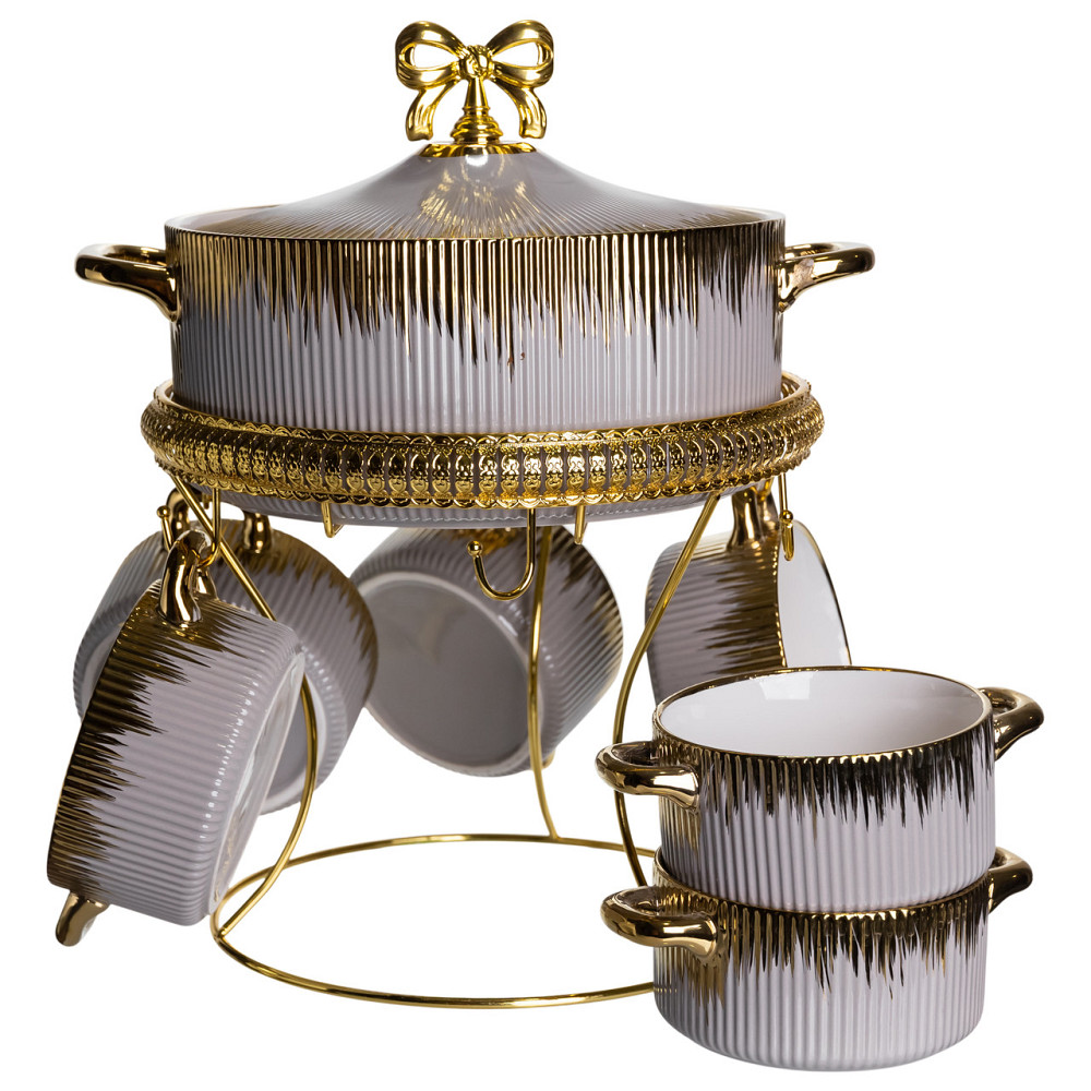 Суповий сервіз на 6 персон супниця 2 (л) на підставці з бульйонницями 400 (мл) тарілки для супу Коломия - фото 4