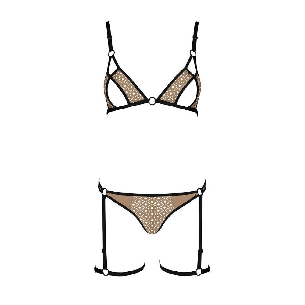 Еротичний комплект спідньої білизни Passion GABI SET S/M beige, трусики з гартерами Sex Aura Київ - фото 3