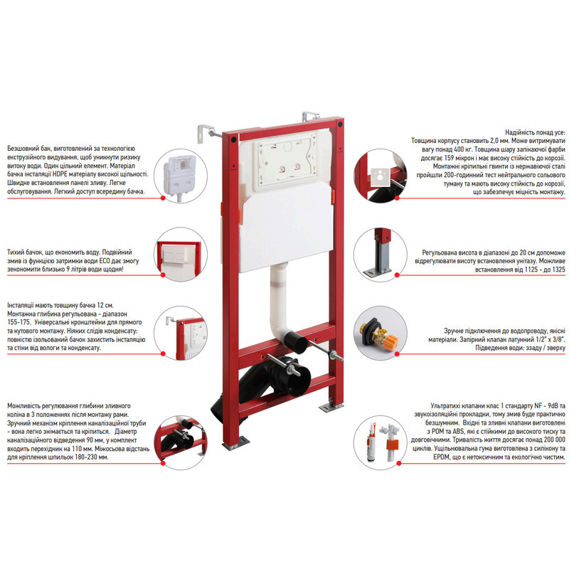 Комплект: Mixxus Premium Ellipse-SET-2101 (в 2 ящ) Унитаз система смыва Tornado 3.0+ Инсталляция Koer KT-0404 + панель KT-0604-03 Киев - изображение 6