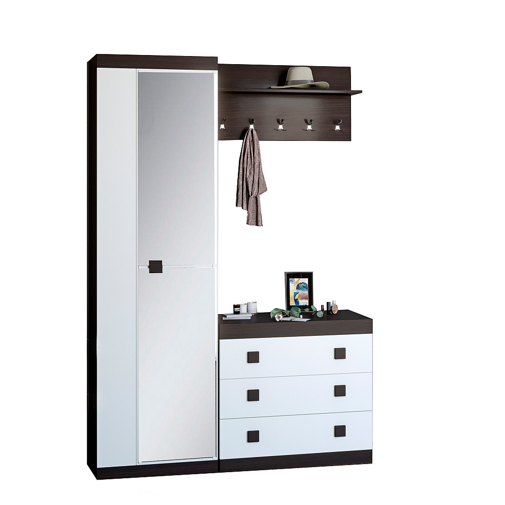 Прихожая Эверест Соната 4 (модульная - 3 элемента) венге темный + белый (DTM-2530) Львов - изображение 2