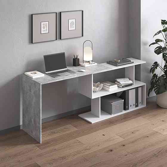 Cтол компьютерный VAYS поворотный письменный cтол трансформер M-41 Бетон-Белый Львов