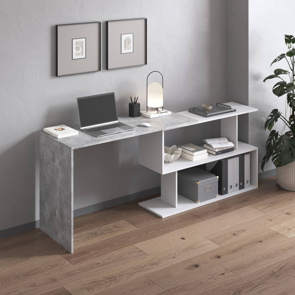 Cтол компьютерный VAYS поворотный письменный cтол трансформер M-41 Бетон-Белый Львов - изображение 2