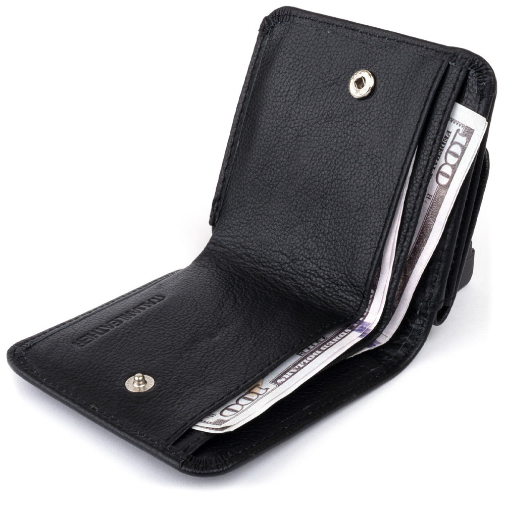 Маленький кошелек на кнопке женский Черный (ST Leather) Киев - изображение 8