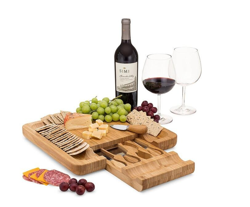 Доска сервировочная с набором ножей для сыра,бамбуковая менажница дегустационная с аксессуарами 34х34х4см Каменец-Подольский - изображение 10