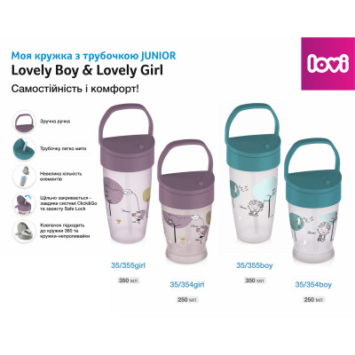 Поїльник-непроливайка Lovi Lovely Boy із силіконовою трубочкою 350 мл (35/355girl) Вінниця - фото 5