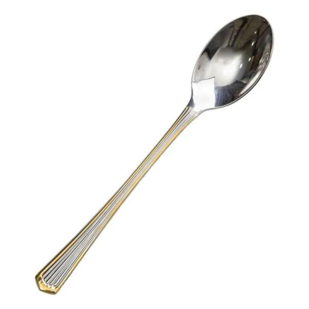 Набор кофейных ложек 6 штук из нержавеющей стали ложки для кофе 12.3 см Серебро с золотой обводкой HP-20-35 Киев - изображение 2