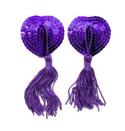 Наклейки на груди з паєтками бузкові - розмір сердечка 5*4,5 см Київ