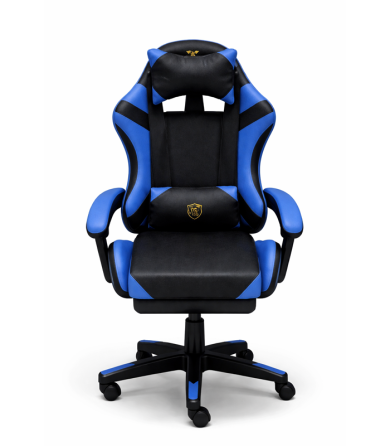 Геймерське крісло Primaveo з ергономічними подушками та висувною підставкою для ніг, Чорний/Синій Київ