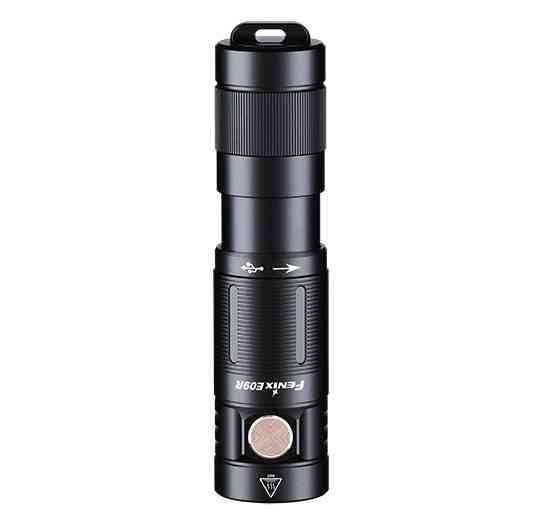 Ручной мини фонарик Fenix E09R 600лм Type-C (Черный) Винница