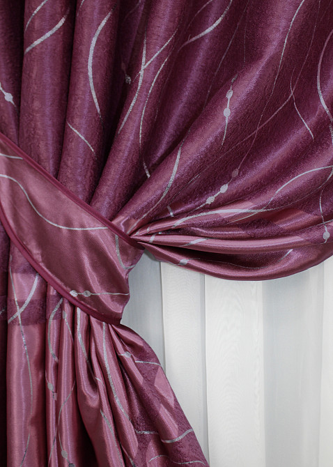 Комплект готовых штор VR-Textil Софт Лиана № 459ш Малиновый 150х270 см 2 шт (30-199) Киев - изображение 5