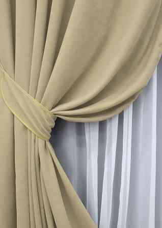 Комплект готовых штор VR-Textil Микровелюр Petek YL № 1801ш Кремовый 200х295 см 2 шт (32-116) Киев