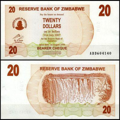 Зимбабве/Zimbabwe 20 Dollars 2006 Pick 40 UNC Полтава - изображение 1