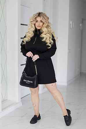 Трикотажне плаття оверсайз на кулісці "Answer" |  Норма та батал Чорний, 42-44 Київ