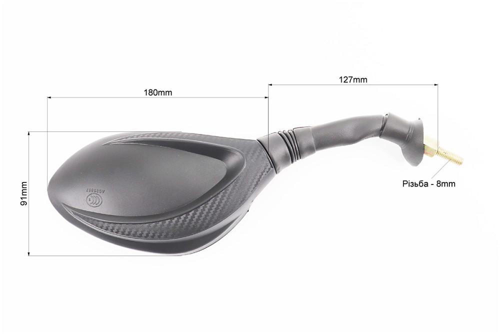 Дзеркала к-кт DIO- чорні з карбонової вставкою "краплі", м8 "довга ніжка в чохлі гумовому" (ССС - знак якості), від 10шт -10% Киев - изображение 2