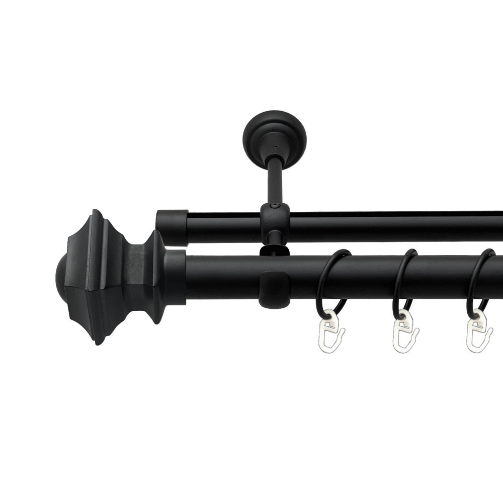 Карниз Orvit Борджеза металевий дворядний опозитний гладка \ профільна труба кільце металеве Чорний Оксамит 25\19 мм 300 см Львів - фото 1