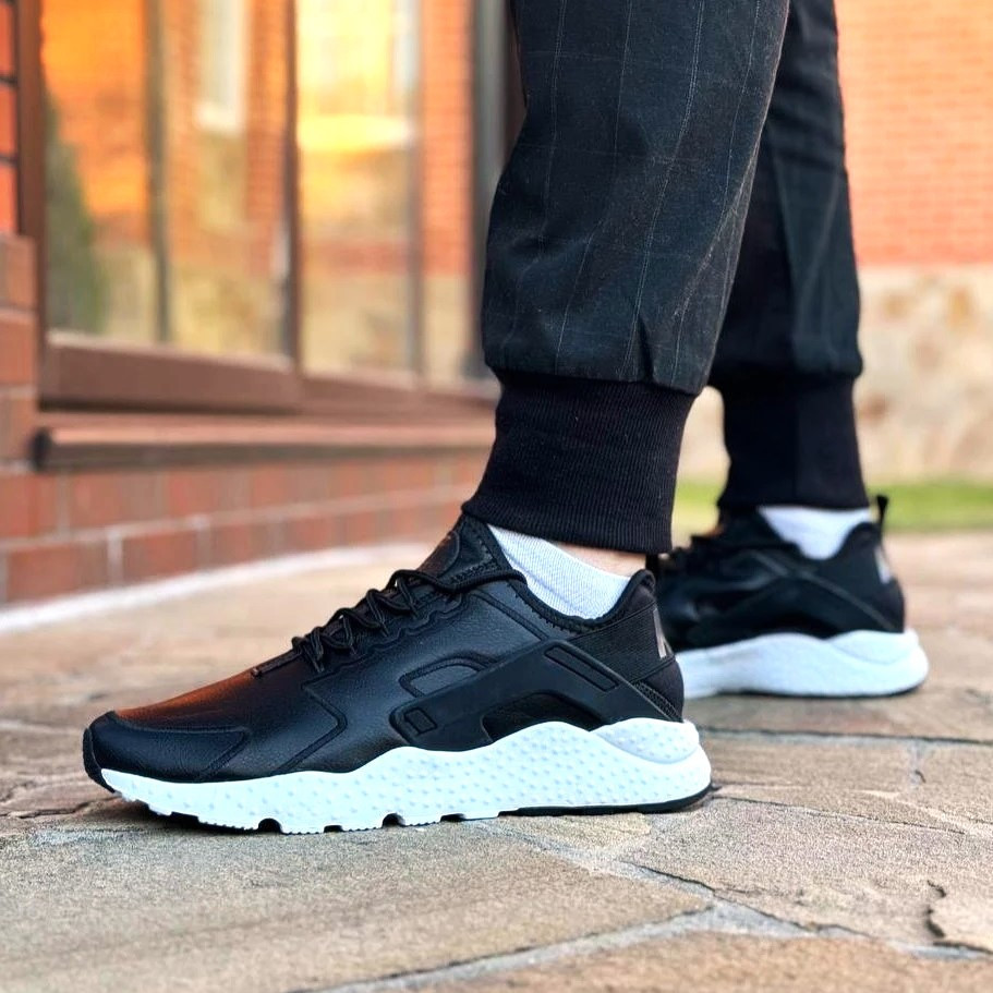 Чоловічі Чорні Термо Кросівки Nike Huarache Шкіряні Найк Єврозима (розміри: 41,42,43,44,45) Відео Огляд Дніпро - фото 6