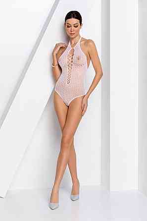Бодістокінг з декольте Passion BS088 white, імітація корсетної шнурівки Sex Aura Київ