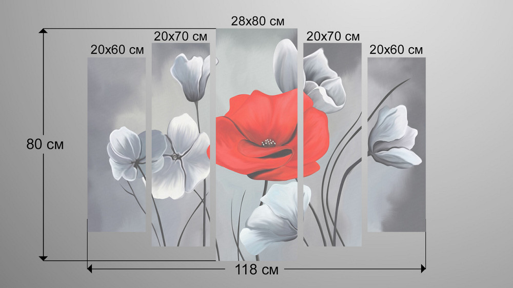 Модульна картина Абстракція Квіти Art-151_5 Київ - фото 3