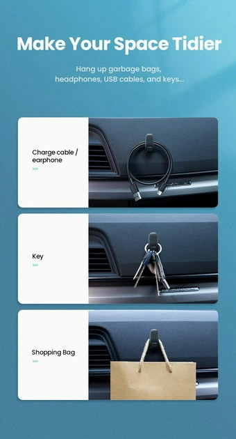 Гачки-тримачі Ugreen LP252 органайзери для ключів, кабелів, пакетів 80199 (Чорні, 4 шт) Миколаїв - фото 4