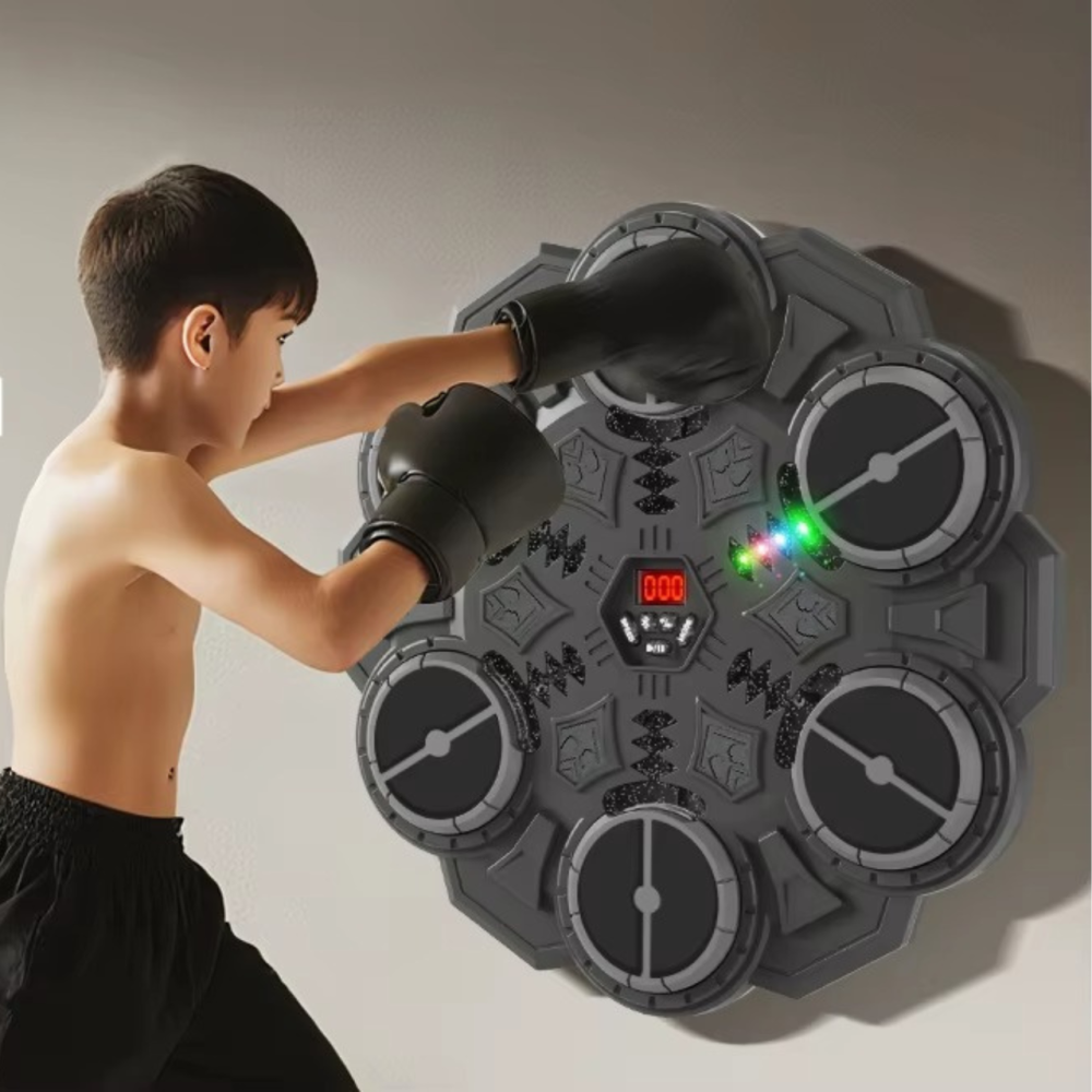 Тренажер для боксу на 6 цілей з рукавичками дитяча мішень, акумуляторний музичний з Bluetooth колір чорний Кам'янець-Подільський - фото 5