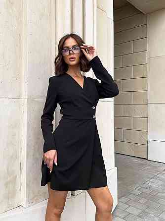 Женское стильное романтическое платье-пиджак из костюмки Черный, 46/48 Одесса