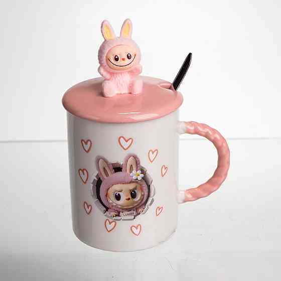 Yiwu Кубок порцелянова з кришкою і ложкою Labubu 400 (мл) подарункова кружка прикольна чашка дл Коломия