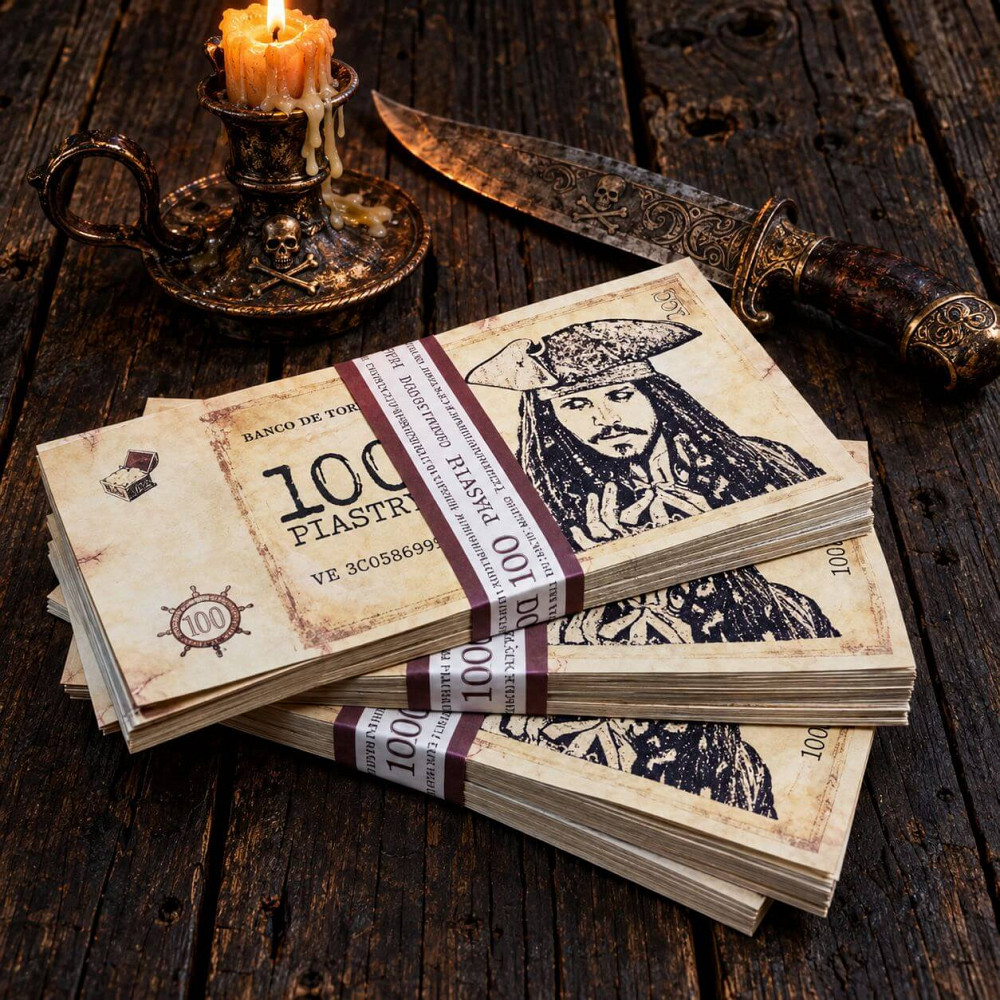 Піастри Піратські гроші. 1 пачка 10 000, 100 банкнот по 100 піастрів. Київ - фото 6
