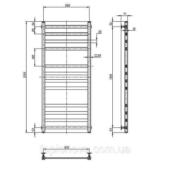 Водяна сушарка для рушників Авангард 500х1200, чорний муар Чернівці