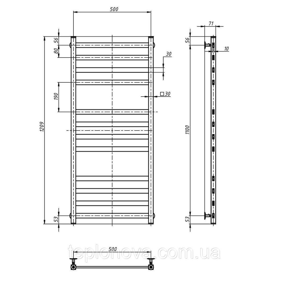 Водяной полотенцесушитель Авангард 500х1200, чёрный муар Черновцы - изображение 3