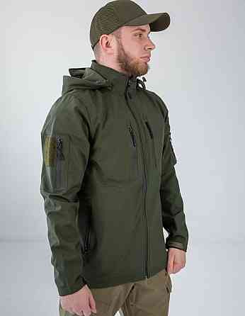 Чоловіча тактична куртка демісезонна Soft Shell з капюшоном (Оливковий) M Вінниця