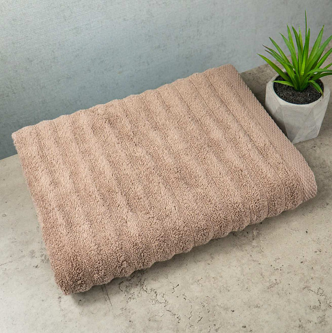 Рушник махровий GM Textile 50x90см Преміум якості Зеро Твіст 550г/м2 (Темно-Бежовий) Суми - фото 1