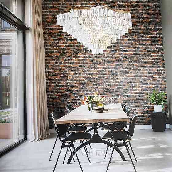 Шпалери вінілові на флізелін Rasch Factory 0.53х10,05 під цеглу коричневий чорний цегляний 428063 Київ