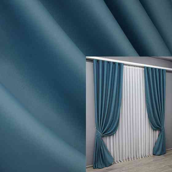 Комплект готових штор VR-Textil Блекаут Midnight № 1675ш Синій 200х290 см 2 шт (32-157) Київ