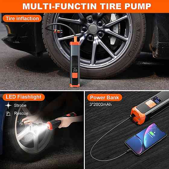 Цифровой автомобильный компрессор F101 (6000 mAh, 10 Bar) Дніпро