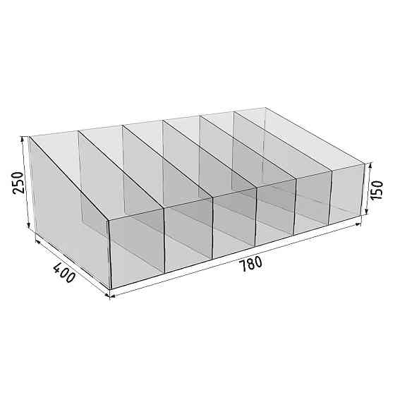 Коробка акриловая EKOSTAR 780х400х250 6 ячеек Киев