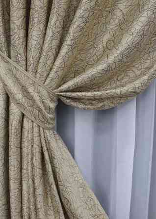 Комплект готовых штор VR-Textil Блэкаут-софт Жаклин № 671ш(Б) Бежевый с карамельным 100х270 см 2шт (31-366) Киев