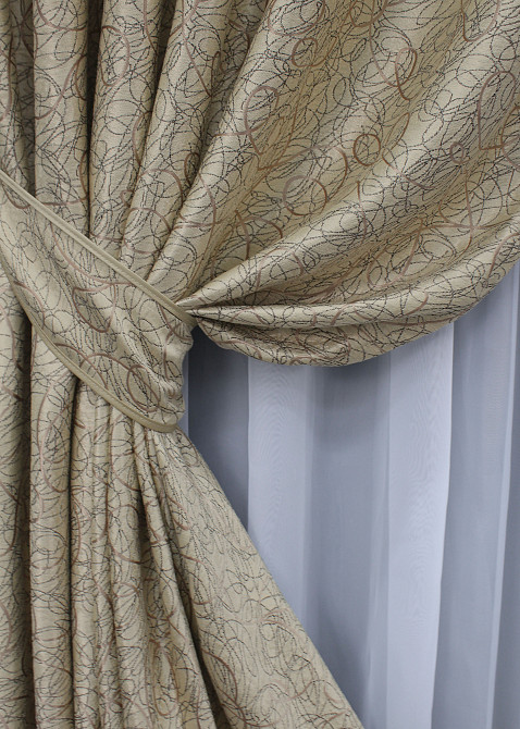 Комплект готових штор VR-Textil Блекаут-софт Жаклін № 671ш(Б) Бежевий з карамельним 100х270 см 2шт (31-366) Київ - фото 5