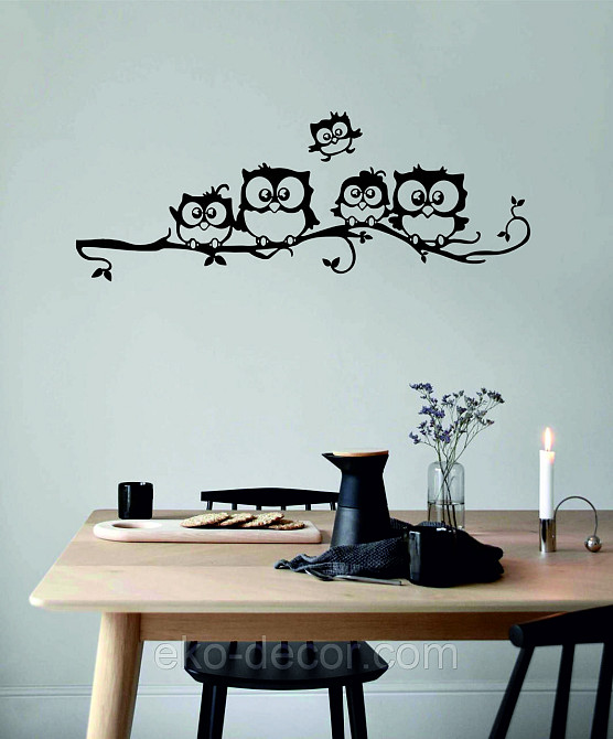 Декоративное настенное Панно «Совушки», Декор на стену 110*28 см, Черный Киев - изображение 9