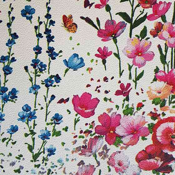 Шпалери вінілові на флізелін 0.53х10.05 Rasch Textil Petite Fleur5.квіти польові червоні бордо сині на білому Київ