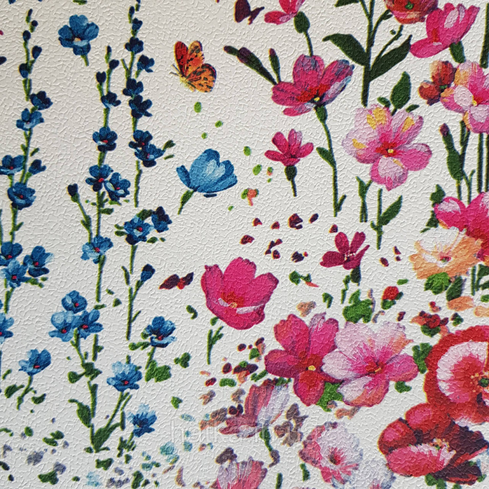 Шпалери вінілові на флізелін 0.53х10.05 Rasch Textil Petite Fleur5.квіти польові червоні бордо сині на білому Київ - фото 4