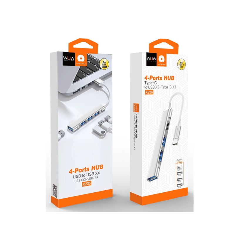 USB-хаб WUW-X236 USB 4-in-1 multifunctional expander, USB3.0 high-speed transmission Silver Одеса - фото 2