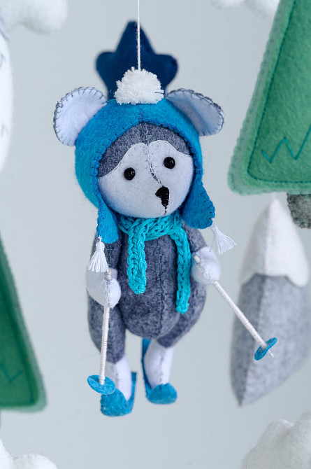 Дитячий музичний мобіль на ліжечко для немовлят WooolyWool «Вовчик на лижак» з 35 мелодіями Київ - фото 5