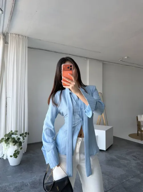 Стильна жіноча сорочка зі льону в смужку Одеса - фото 3