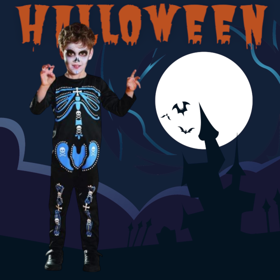 Костюм на Хеловін для хлопчика Король Скелетів чорно-синій Київ