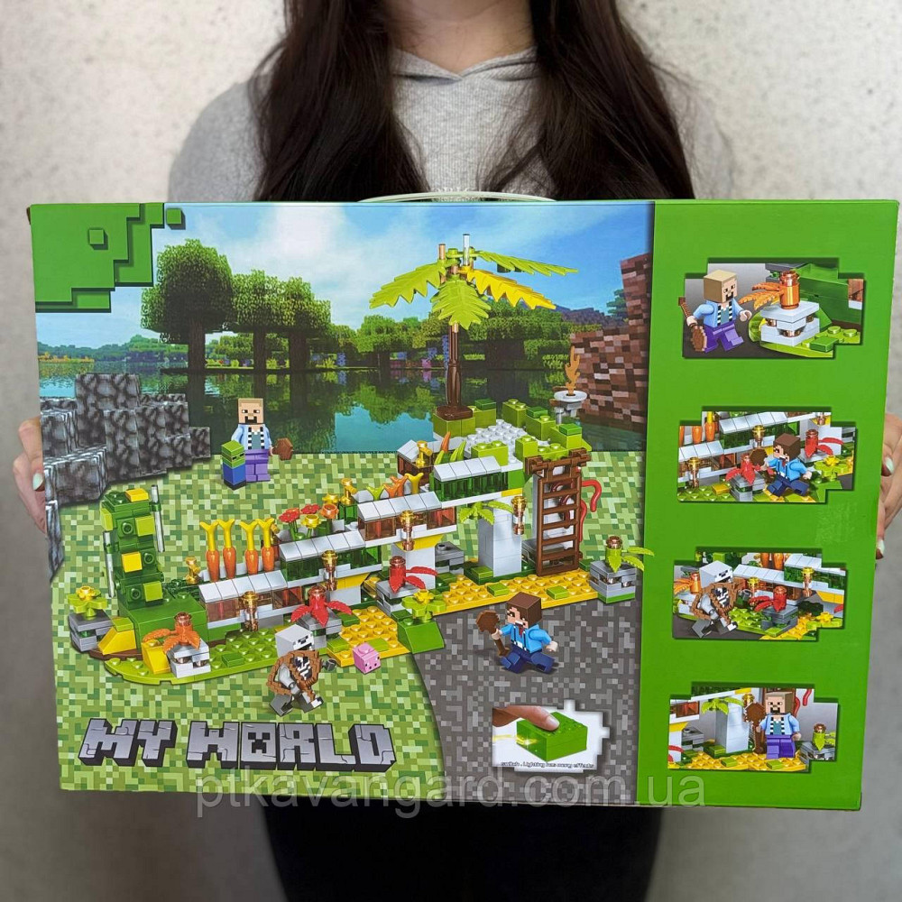 Конструктор Minecraft 568 деталей з LED підсвічуванням блоковий My World 44119 Хмельницький - фото 2