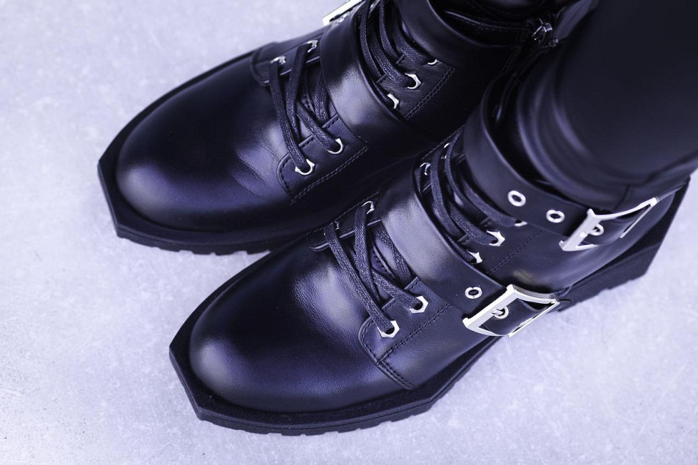 Черевики жіночі шкіряні демісезонні весна-осінь на низькому ходу чорні (2761) р. 38-40 / Череви Коломыя - изображение 6