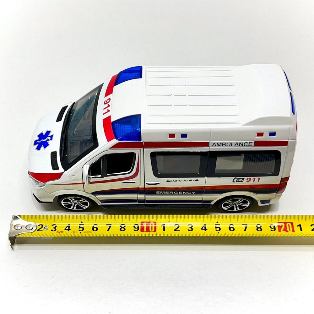 Машинка Mercedes Sprinter Швидка допомога металопластик звук підсвічування інерція відчиняються двері ігрові фігурки Біла (2408 C) Чернігів - фото 5