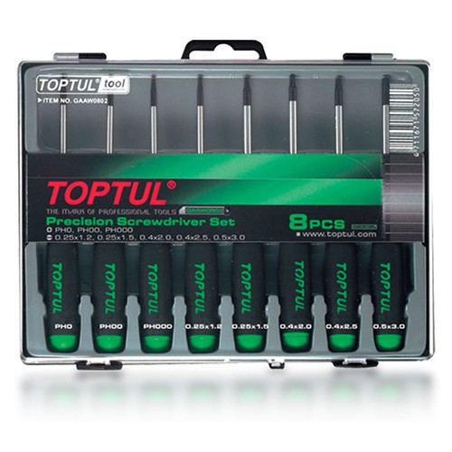 Набір прецизійних викруток TOPTUL (PH000-PH0, SL1.2-SL3) 8ед. GAAW0802 Одеса - фото 1