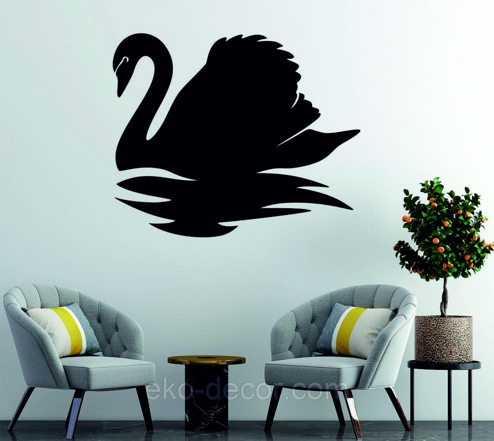 Декоративне настінне Панно «Лебідь», Декор на стіну 90*74 см, Чорний Київ - фото 1